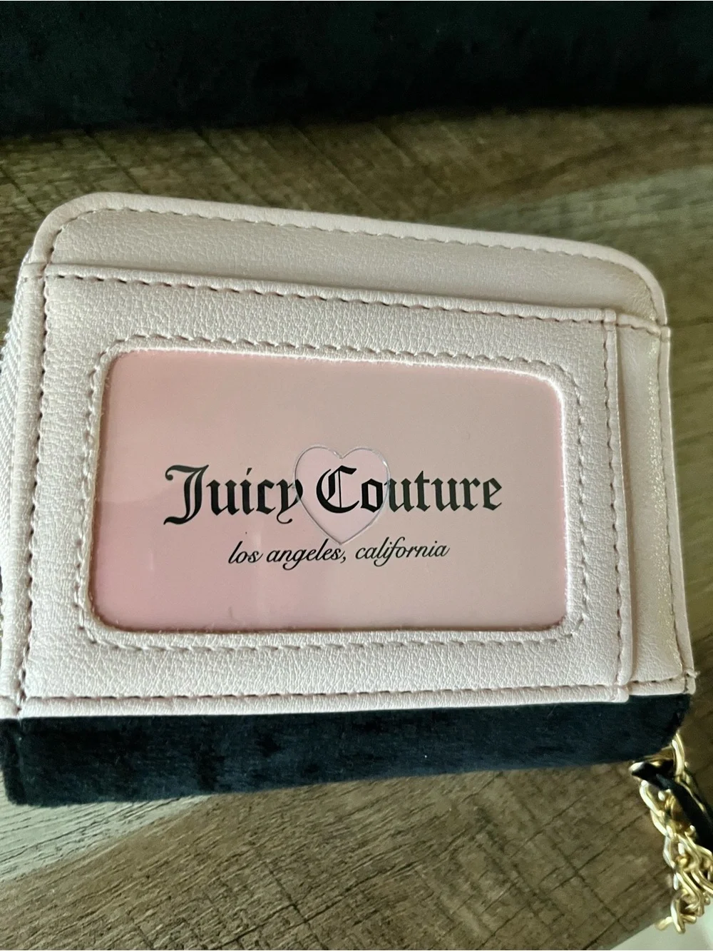 Juicy Couture Black Velour Scottie Crest Zip Around Wallet Charm Y2K Aesthetic